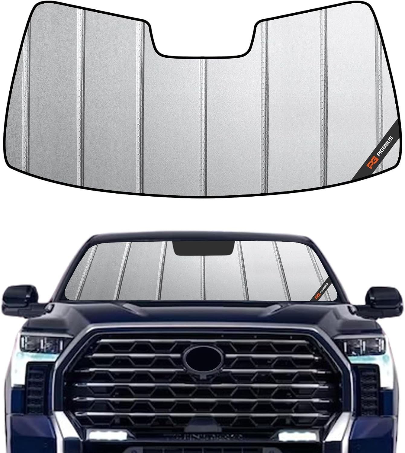 Gray Windshield Sun Shade for 2022-2026 Toyota Tundra, Front Window Sunshade