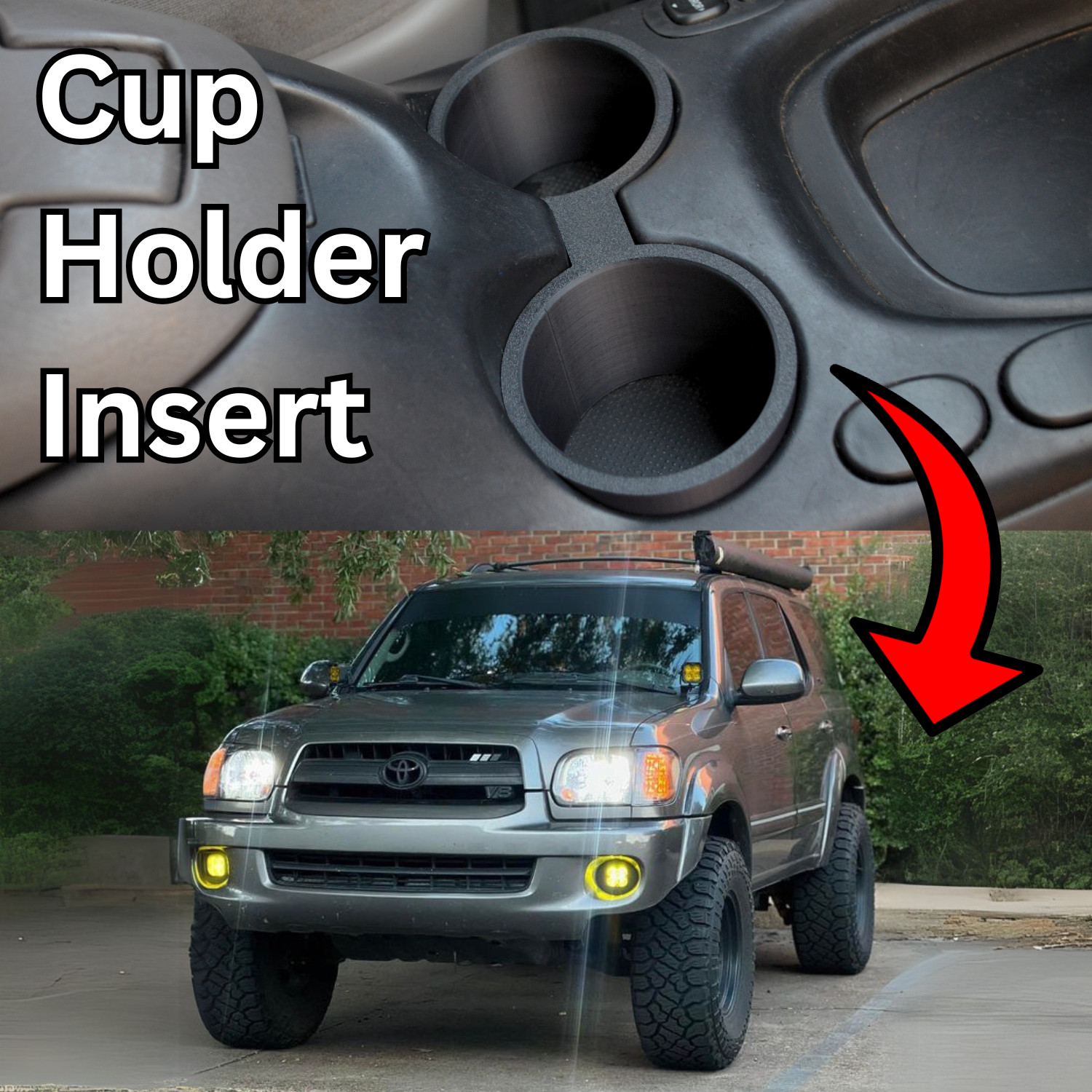 2001-2007 Toyota Sequoia Cup Holder Insert Upgrade 2001-2007 Toyota Sequoia Cup Holder Insert Upgrade