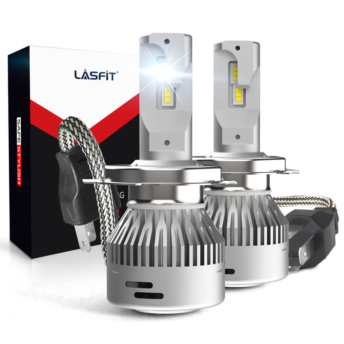 Lasfit H4 9003 LED Headlights High Low Beam Bulb 6000LM Super Bright White 6000K