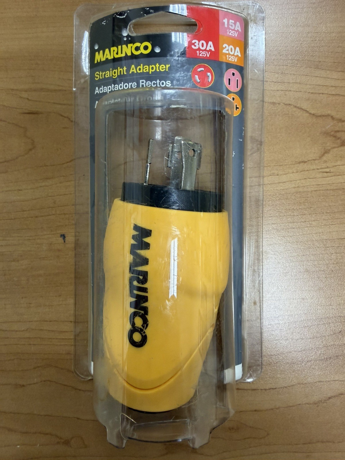 Marinco Shore Power 30A Adapter Male Locking 15A Female - Yellow