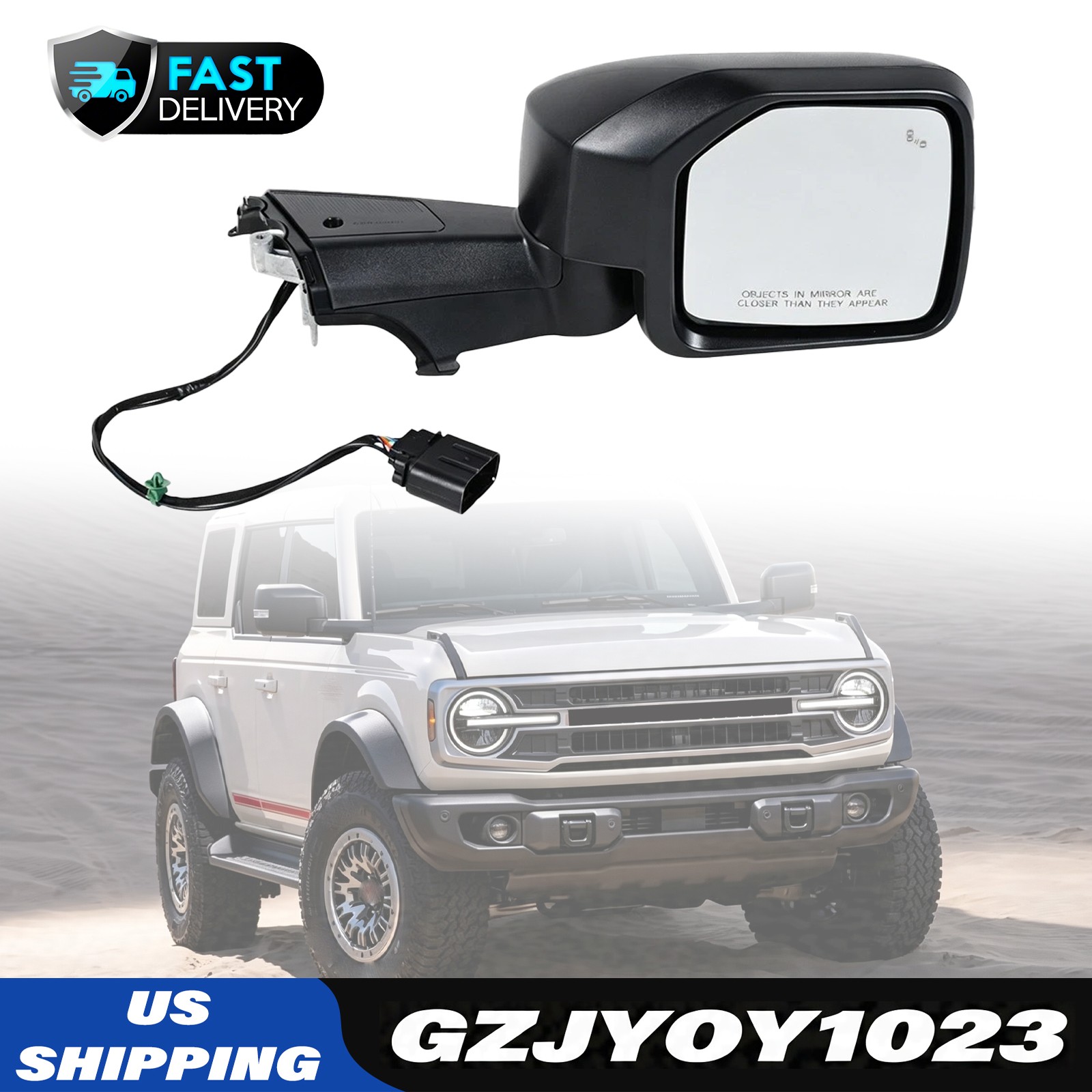 Passenger Side Mirror W/Blind Spot Camera N2DZ-17682 For Ford Bronco 2020-2025