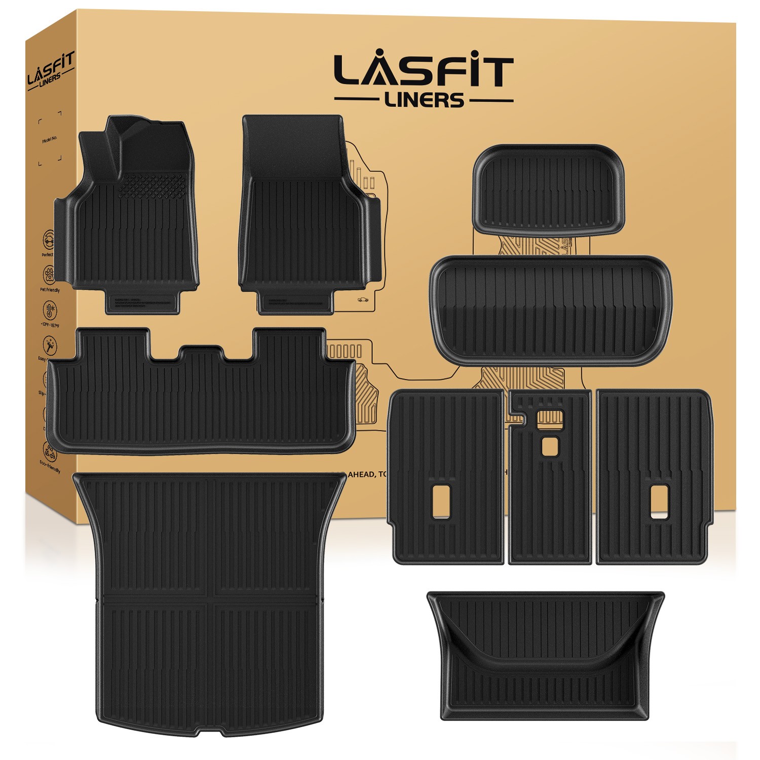 LASFIT Floor Mats Trunk Mat for Tesla Model Y 2026 Juniper TPE All Weather Liner