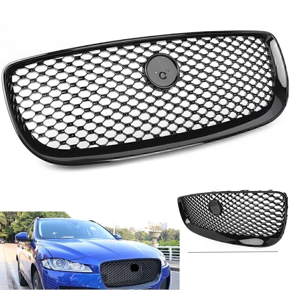 1x Car Front Upper Mesh Grille Radiator Grill for Jaguar XJ 2016- 2020 Black
