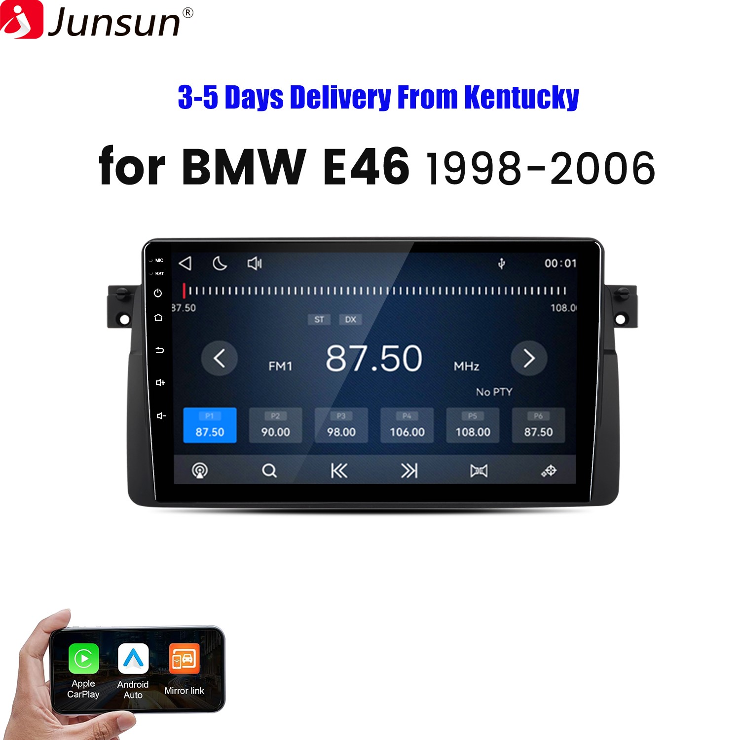 For BMW 3-series E46 1998-2006 Linux System Carplay Car Radio GPS Navi WIFI SWC