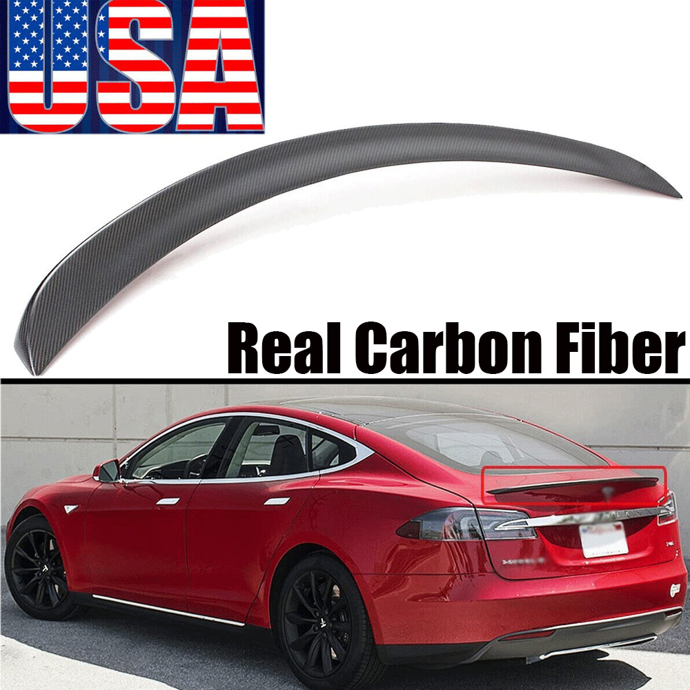 fit For 2012-2023 Tesla Model S Lip Type Real Carbon Fiber Rear Spoiler Wing USA