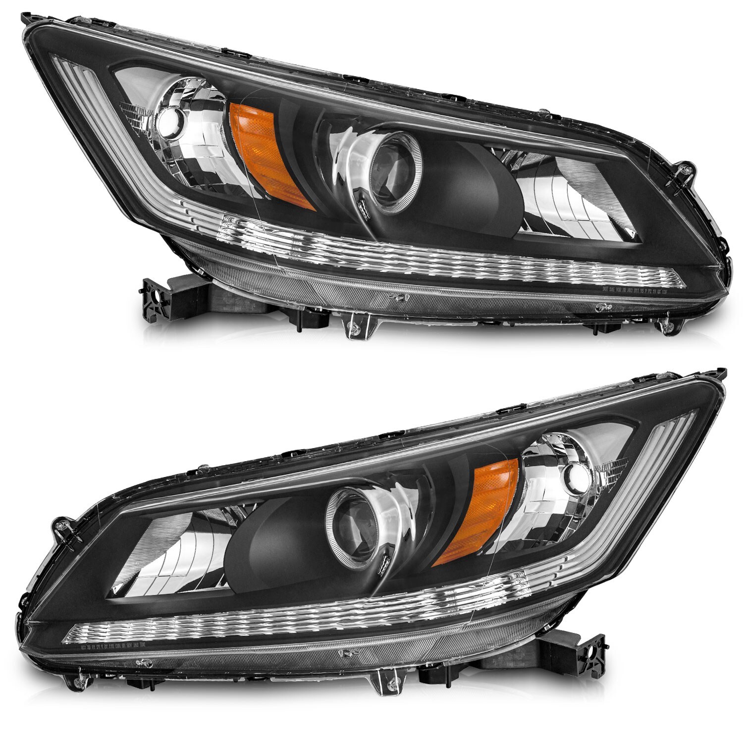 WEELMOTO For 2013 2014 2015 Honda Accord Sedan w/o DRL Projector Headlights Pair