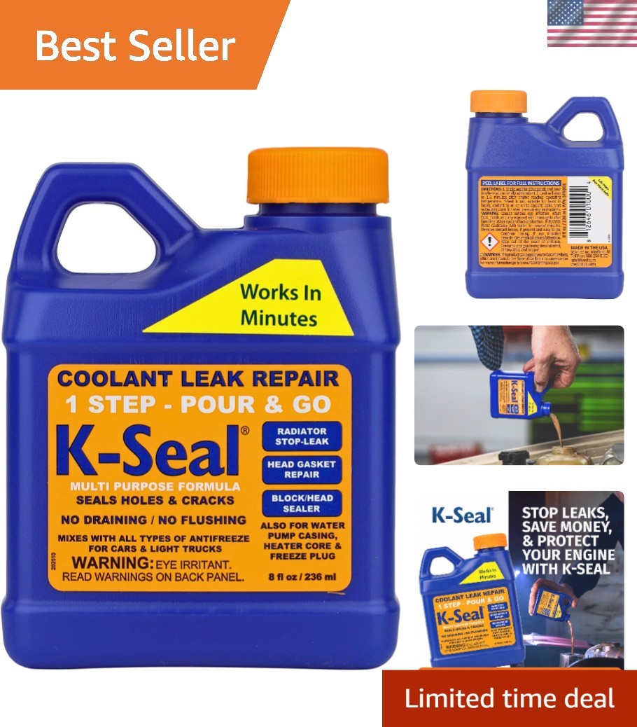 Fast-Acting 8oz Coolant Leak Sealant - Compatible with All Antifreeze Types