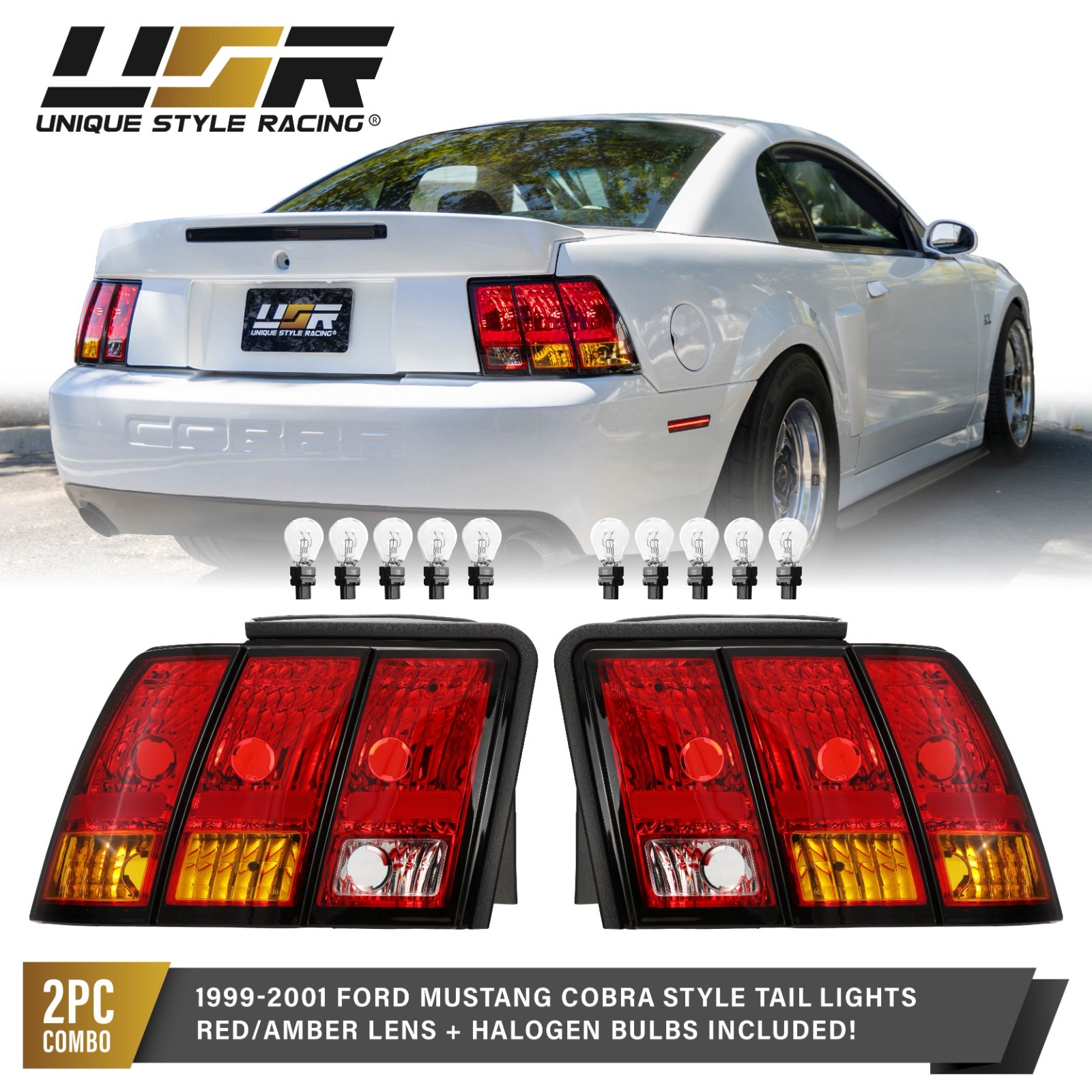 OE AMBER SIGNAL COBRA Tail Light Set For 99-01 Ford Mustang SVT YR3Z-13404/5-BA OE AMBER SIGNAL COBRA Tail Light Set For 99-01 Ford Mustang SVT YR3Z-13404/5-BA