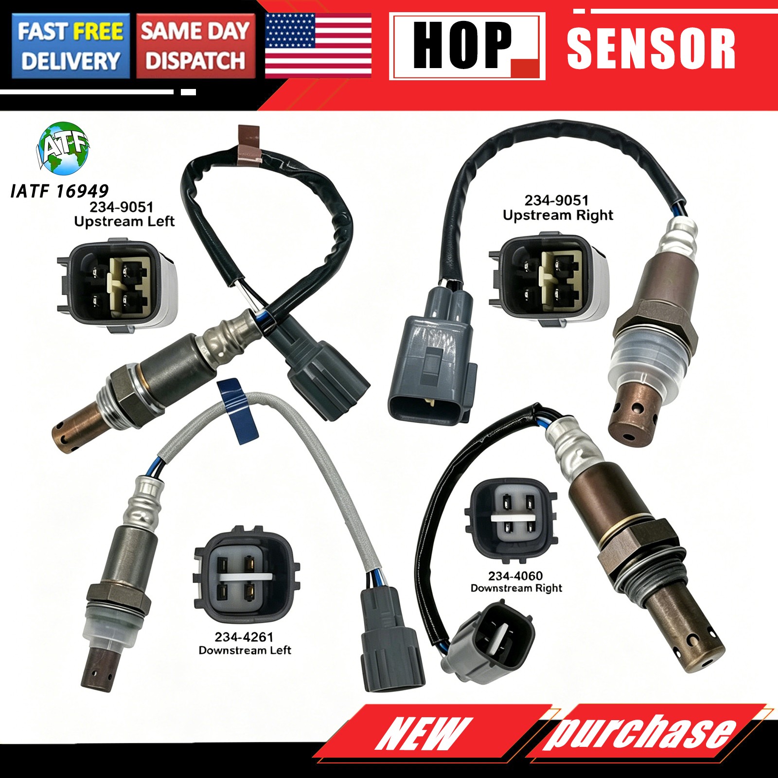Oxygen Sensor 4PCS For Toyota 4Runner Tacoma 05-06 FJ Cruiser 4.0L Up&Downstream