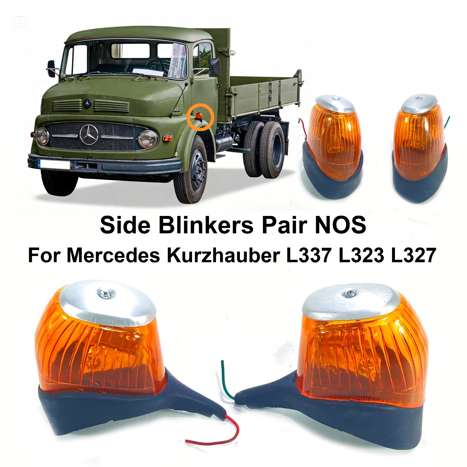 MERCEDES Kurzhauber RUNDHAUBER Sides blinkers Pair NOS