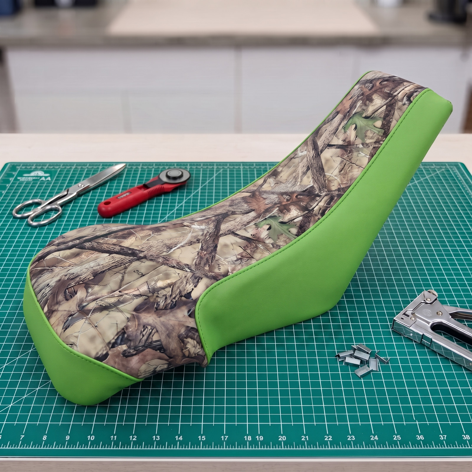 Suzuki LT250R Quadracer Seat Cover 1987 To 1992 Green Camo Vinyl Seat Cover