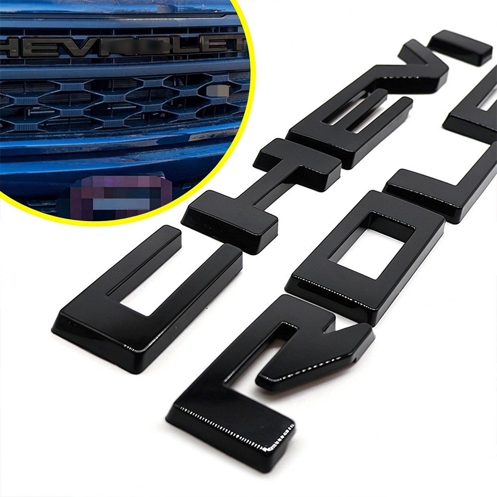 Overlay Emblem Front Grill Inserts Letters for Silverado Gloss Black 2022-2025
