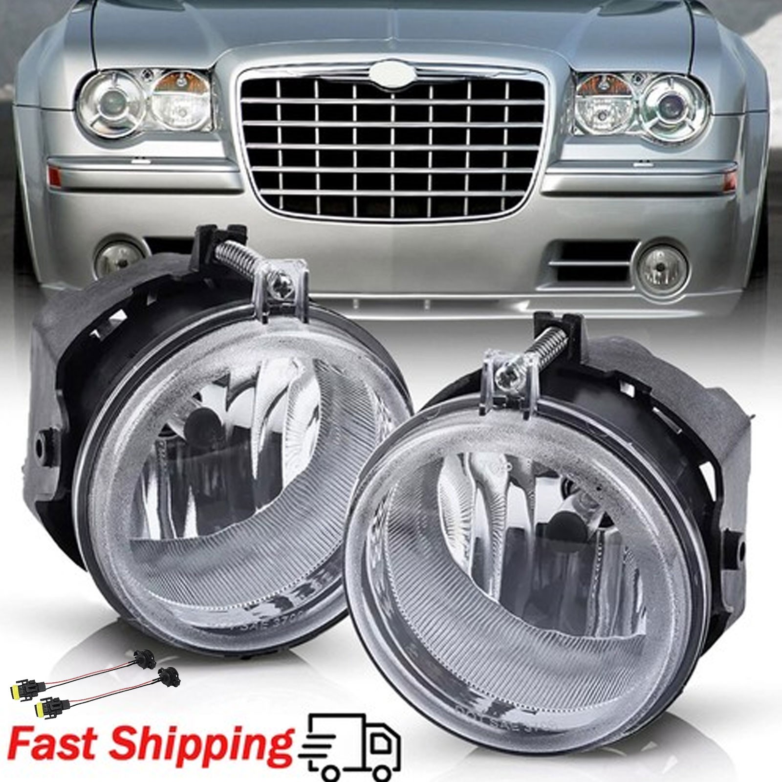 For 2005-2010 Chrysler 300 C/ 08-09 Caliber SRT-4 Pair Fog Lights Lamps W/Bulbs
