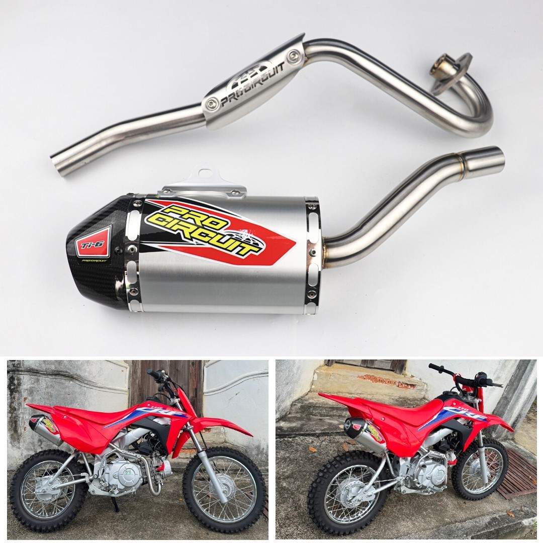 HONDA CRF110F CRF110 CRF 110F EXHAUST FULL SYSTEM STAINLESS PIPE CARBON TI-6