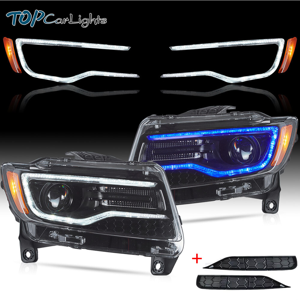 VLAND Black Style LED Projector Headlights For 2011-2013 Jeep Grand Cherokee