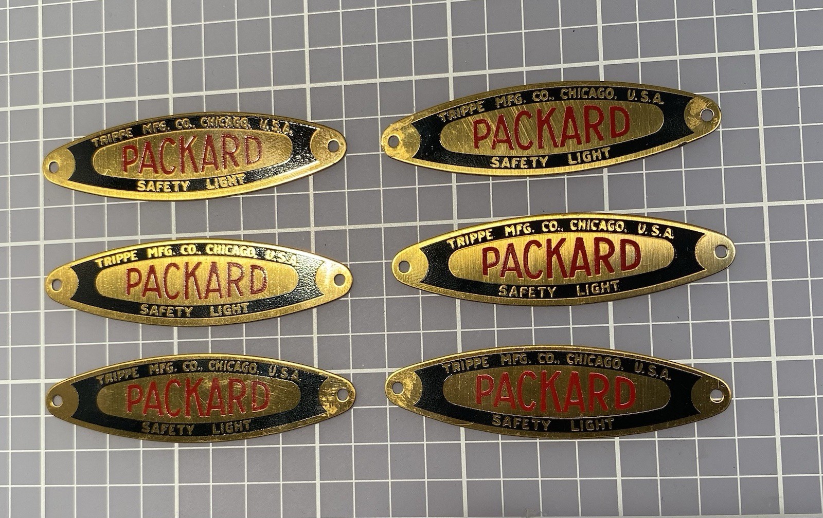 6 Vintage NOS Packard Trippe Safety Light Badges Emblems Auto Car Hot Rod USA