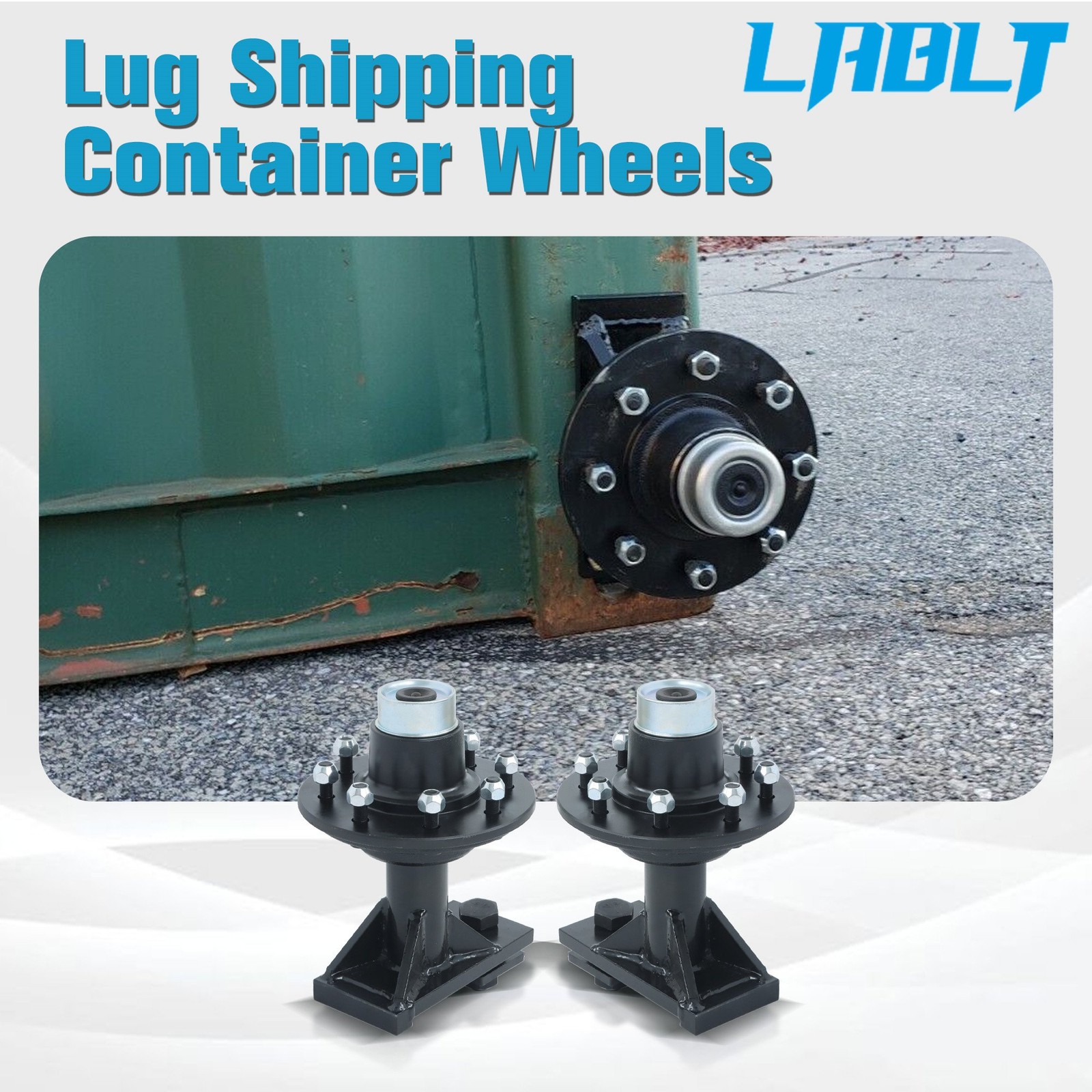Pair Upgraded 8 x 6.5 Lug Superior Shipping Container Wheels Bolt-on Spindle Kit Pair Upgraded 8 x 6.5 Lug Superior Shipping Container Wheels Bolt-on Spindle Kit