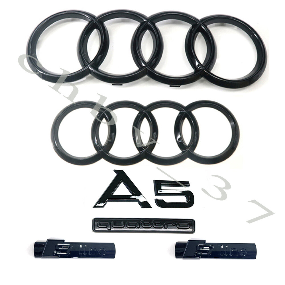 2020+ Audi A5 Sportback Emblem full Gloss Black Rings Rear Quattro Sline Kit OE