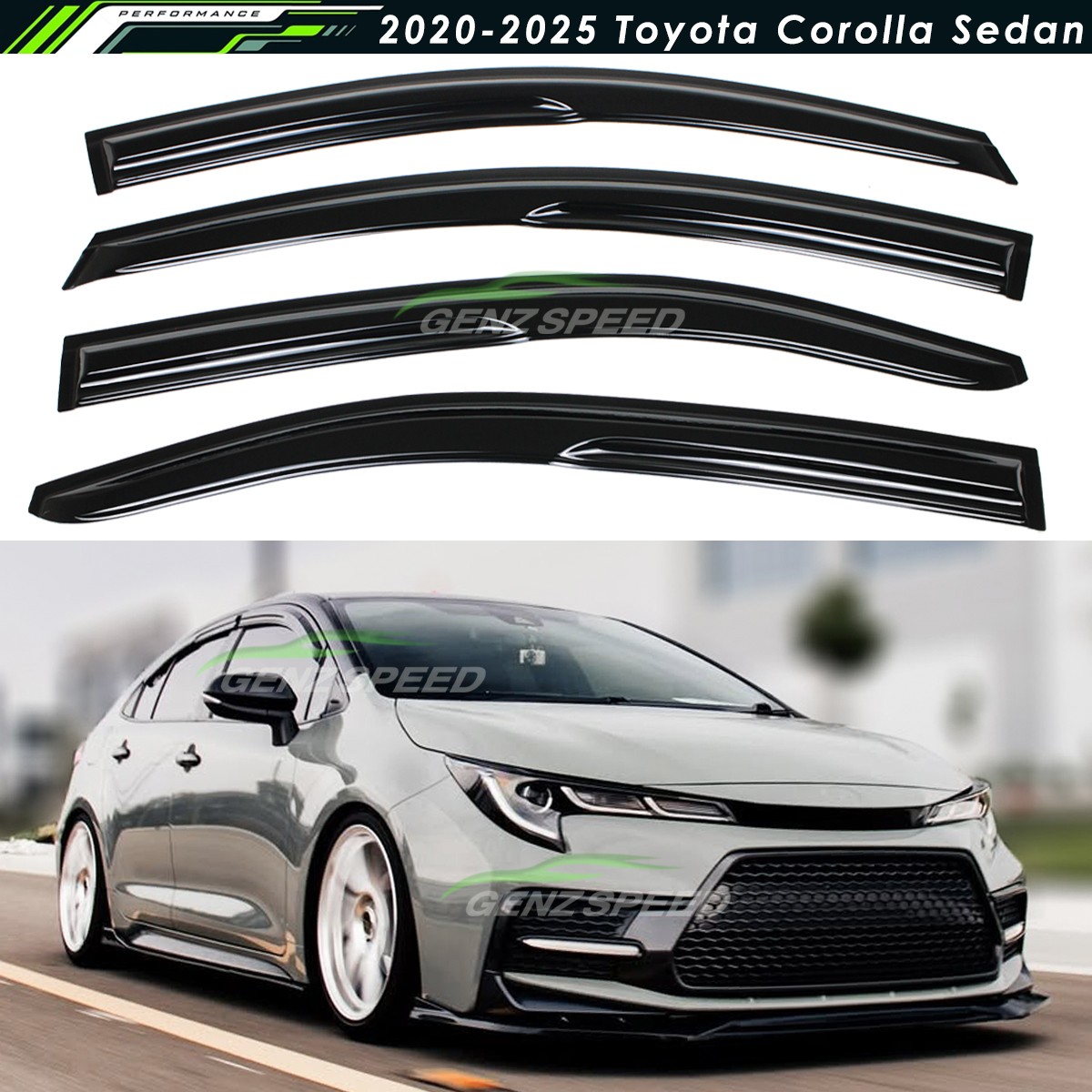 For 2020-2026 Toyota Corolla Sedan JDM Mugen Style Window Visors Rain Guards
