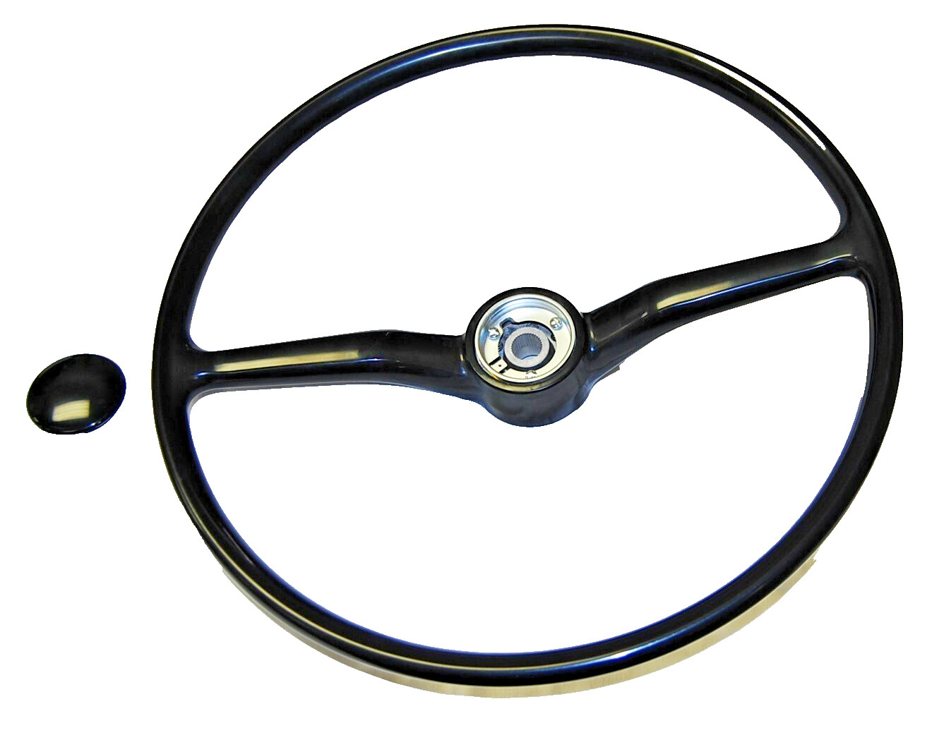 Steering Wheel With Horn Cap Button Black Fits Volkswagen Type2 Bus 1968-1973