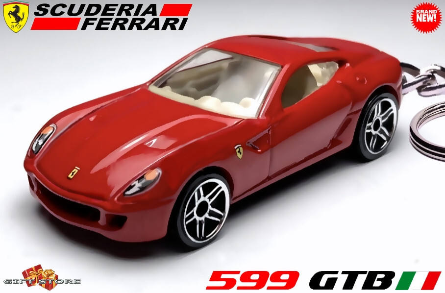 🎁🚦🆕 🏁 VERY RARE KEYCHAIN RED FERRARI 599 GTB CUSTOM Ltd Ed. 💕GREAT GIFT💕🎁