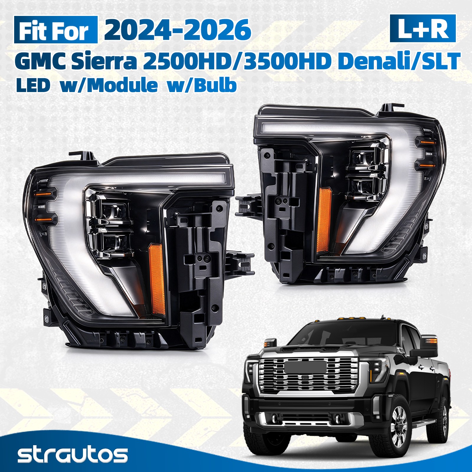 LED Headlight For 2024-2026 GMC SIERRA 2500 HD 3500 HD Denali SLT w/Module Pair LED Headlight For 2024-2026 GMC SIERRA 2500 HD 3500 HD Denali SLT w/Module Pair