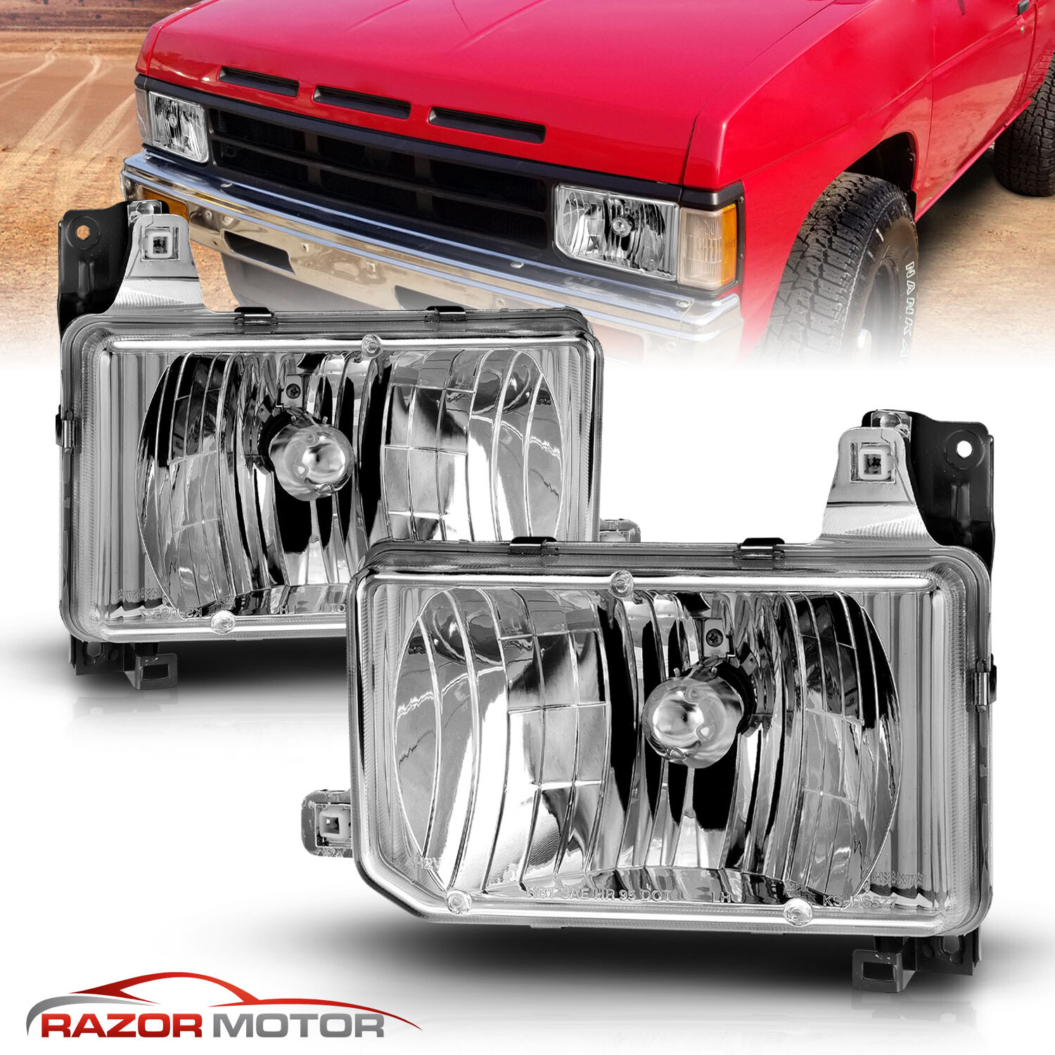 For 1987-1995 Pathfinder/1988 1989 Hardbody Pickup Chrome Headlights+CDRL