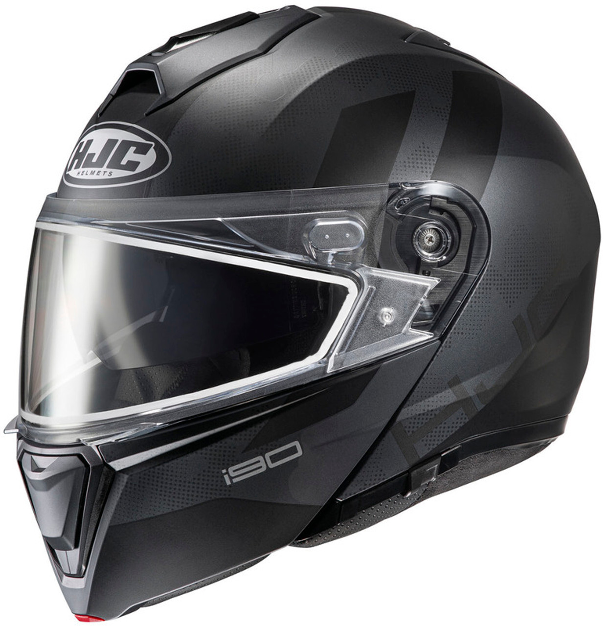HJC i90 Syrex Modular SunScreen Snowmobile Helmet Gray Black SM MD LG XL 2XL BK