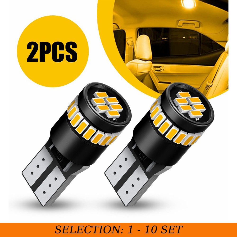 2-20x AUXITO T10 LED Bulbs Amber 194 W5W 2825 Trunk Glove Box Light Super Bright