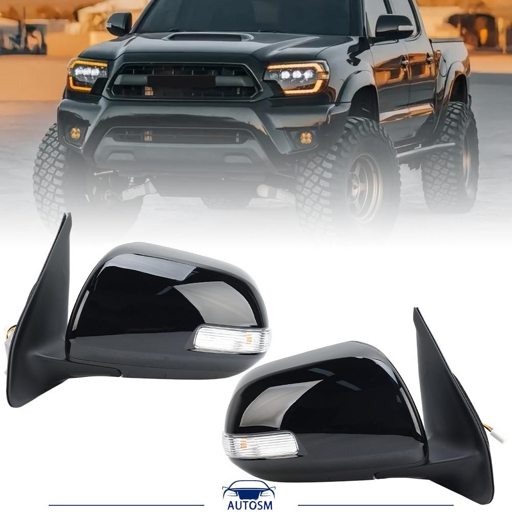 Pair Power Side Mirrors Driver Passenger LED Signal For Toyota Tacoma 2012-2015