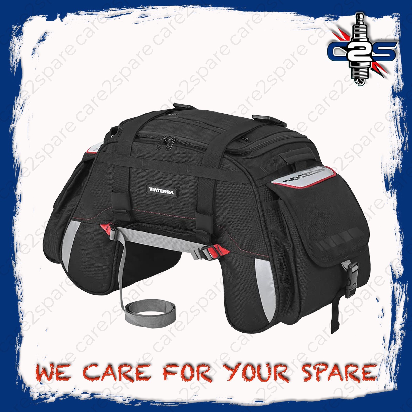 ViaTerra 48L Claw Mini Motorcycle Tail Bag Black with Free Outer Rain Cover