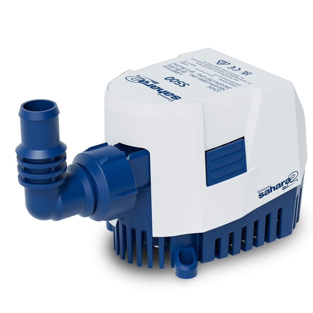 Attwood 5505-7 Sahara MK2 S500 (12V), Automatic Bilge Pump, 12V, ‎white/ Blue