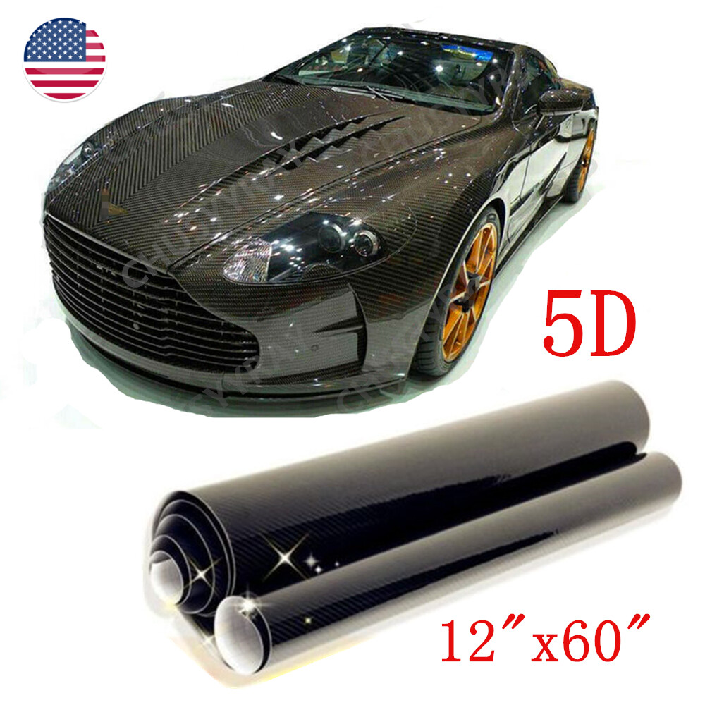 Black Glossy Carbon Fiber 5D 12