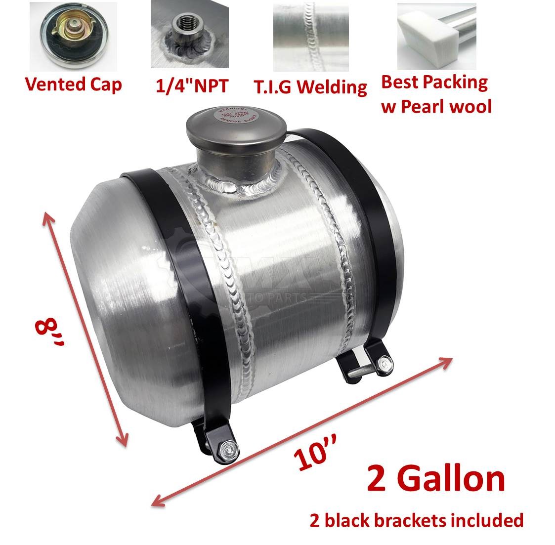 2 Gallons ▲Center Fill Aluminum Fuel Gas Tank w/ Accessories, 1/4 NPT, 8 2 Gallons ▲Center Fill Aluminum Fuel Gas Tank w/ Accessories, 1/4 NPT, 8