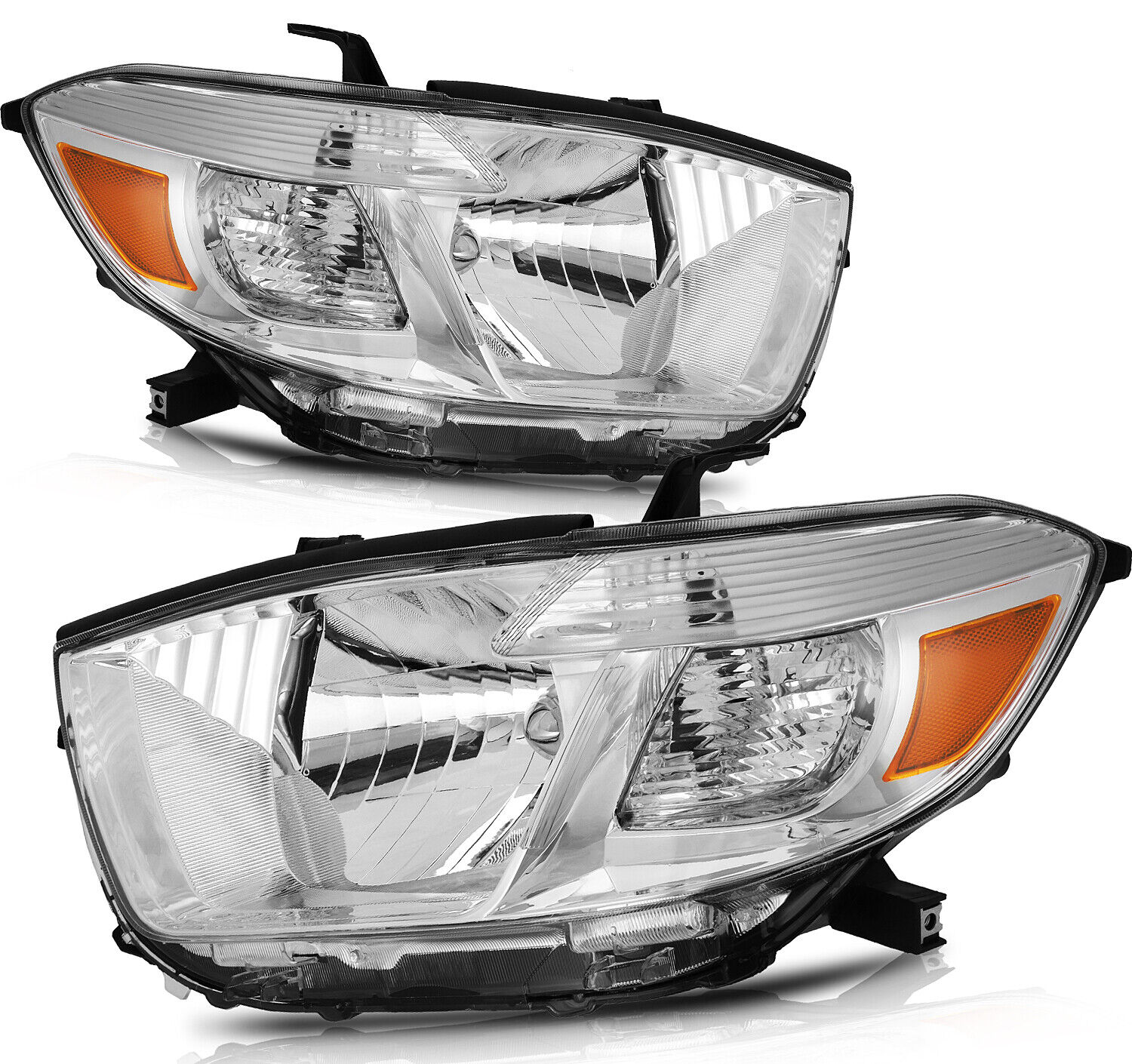 Fits 2008-2010 Toyota Highlander Driver + Passenger Sides Headlights Headlamps