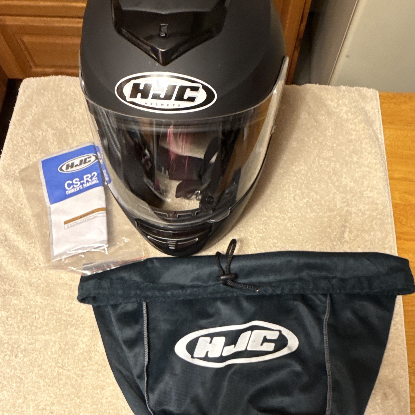 HJC CS/R2 MatteBlack Full Face Motorcycle Helmet Size XL New W Bag Owners Manuel