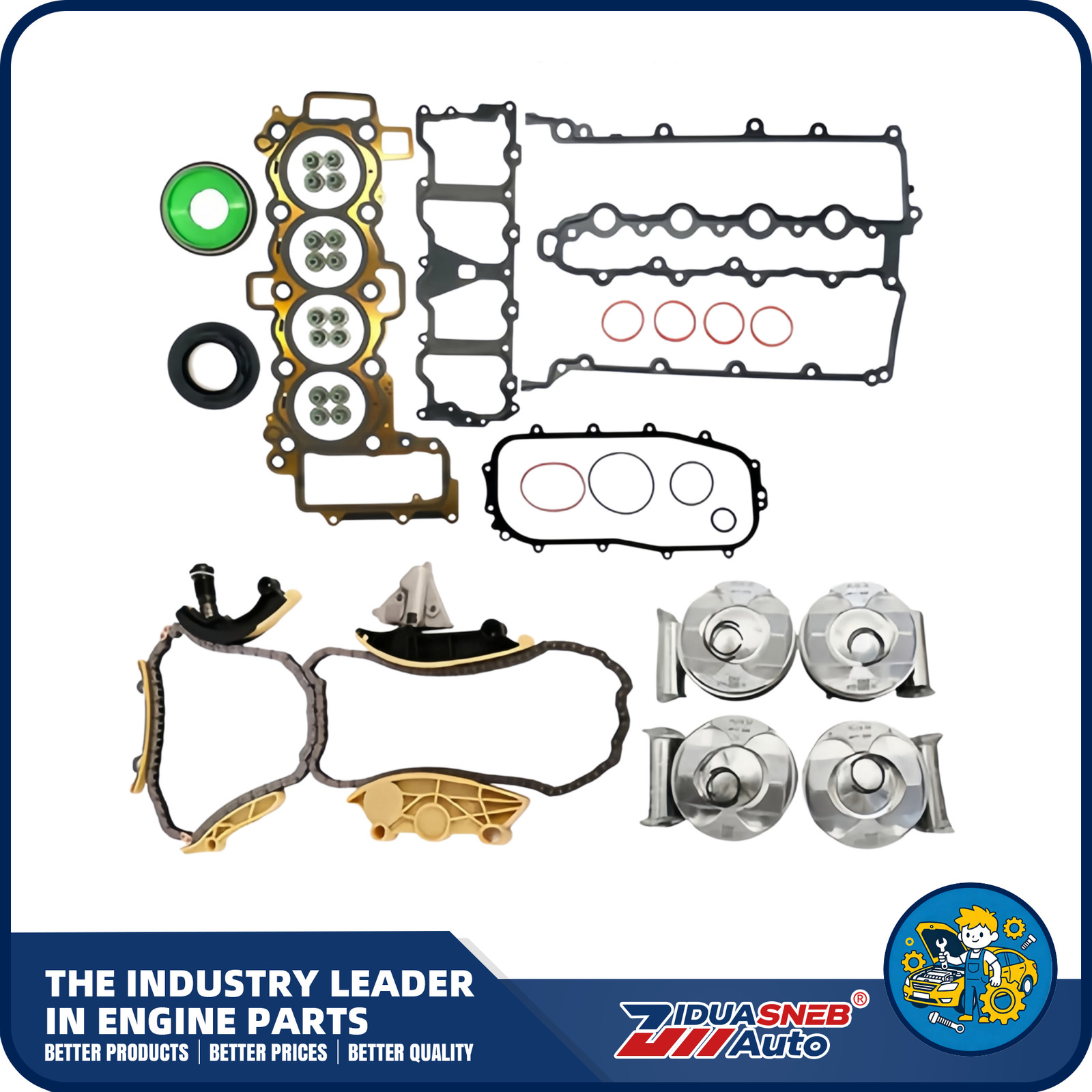 For 18-22 Land Rover 2.0 AJ200 204PT Head Gasket Set/Piston Set/Timing Chain Kit