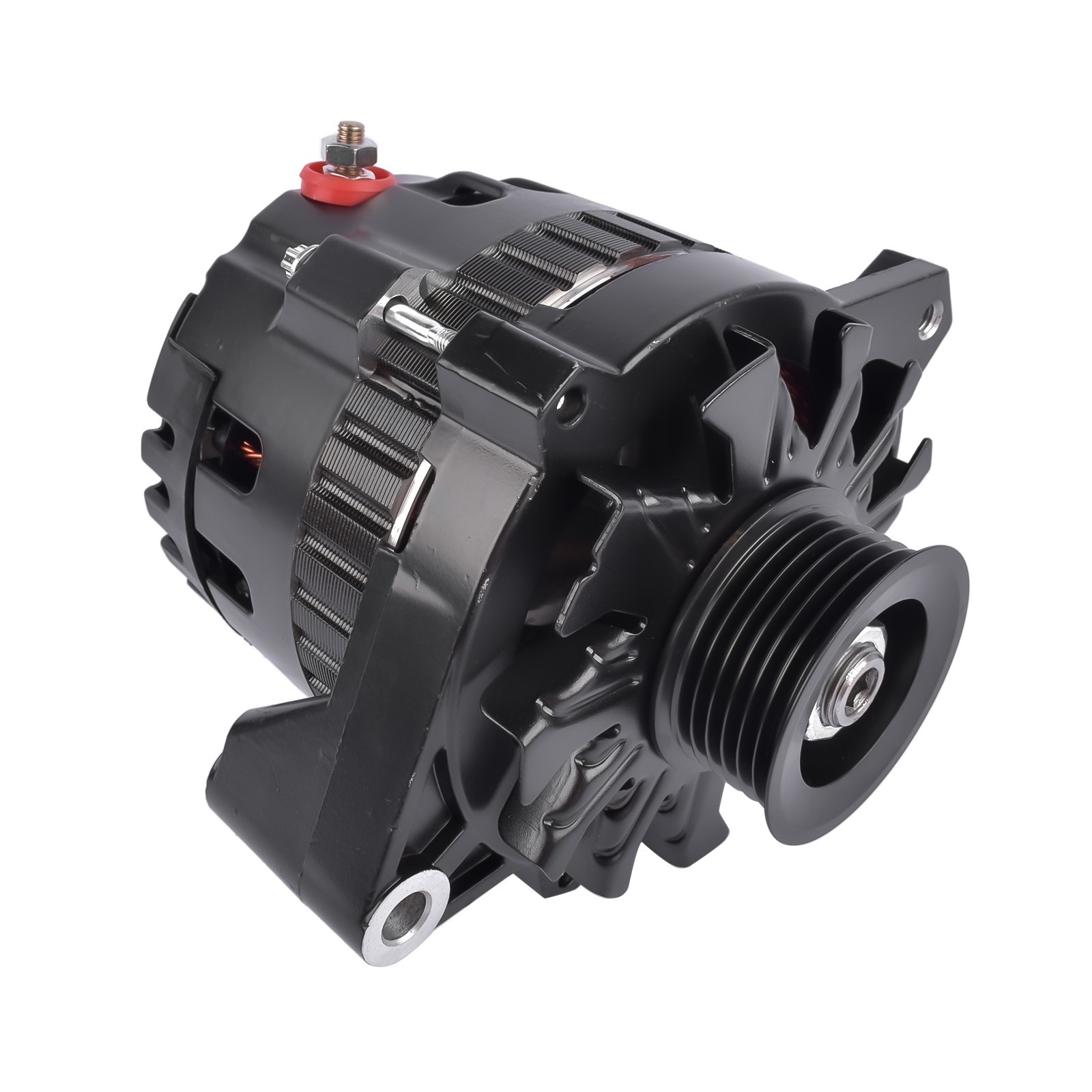 Black 160 AMP CS130 Alternator with Serpentine Pulley Fit for GM Chevrolet