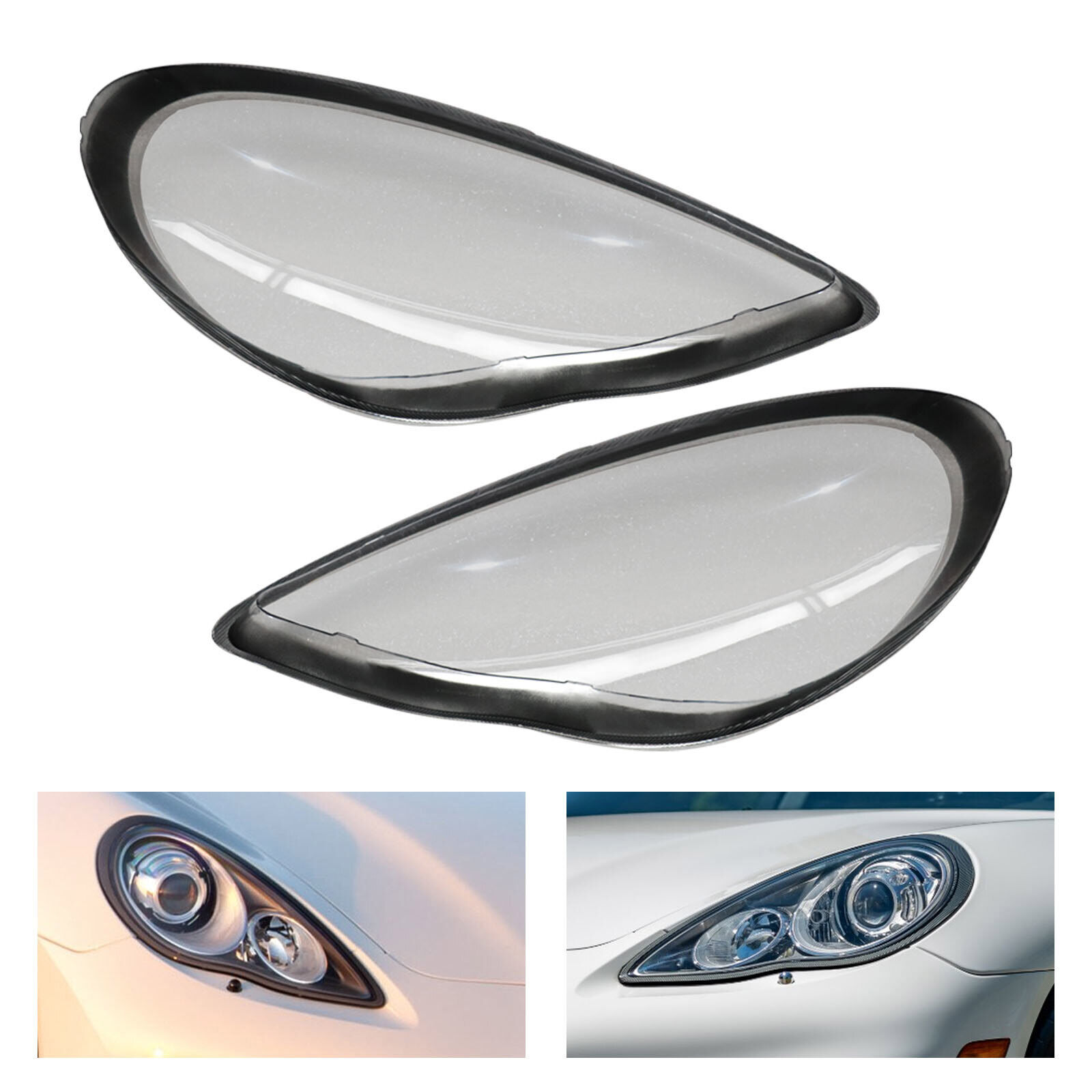 For Porsche Panamera 2011-2013 Headlight Headlamp Lens Covers Left + Right Side