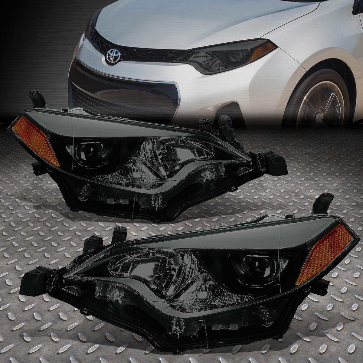 For 14-16 Toyota Corolla OE Style LED Projector Headlight Assembly Smoked/Amber For 14-16 Toyota Corolla OE Style LED Projector Headlight Assembly Smoked/Amber