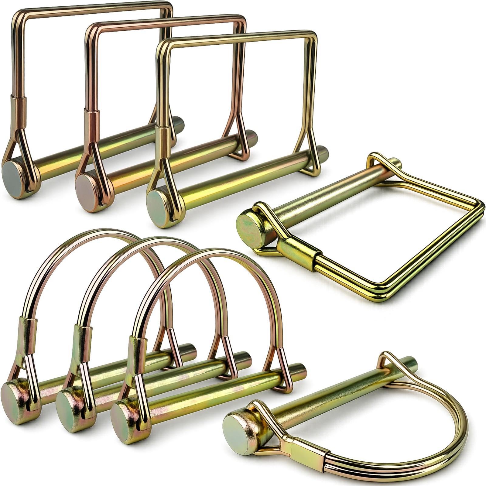 Gold Wellmax 8-Pack Trailer Hitch Pins, 1/4 Gold Wellmax 8-Pack Trailer Hitch Pins, 1/4