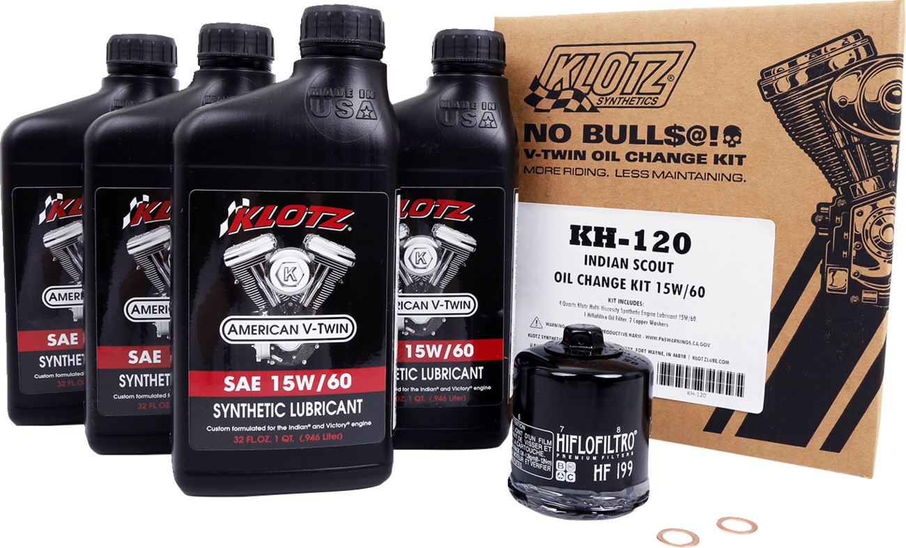 KLOTZ - Oil Change Kit for Indian Scout 15W-60 | KH-120 KLOTZ - Oil Change Kit for Indian Scout 15W-60 | KH-120