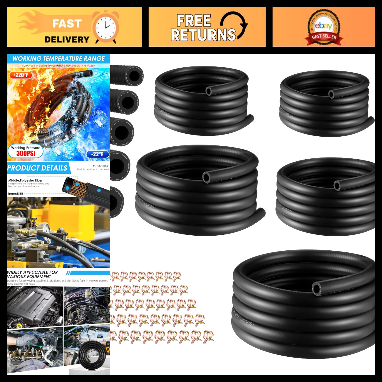 10FT Fuel Line Hose Kit - 3/8\