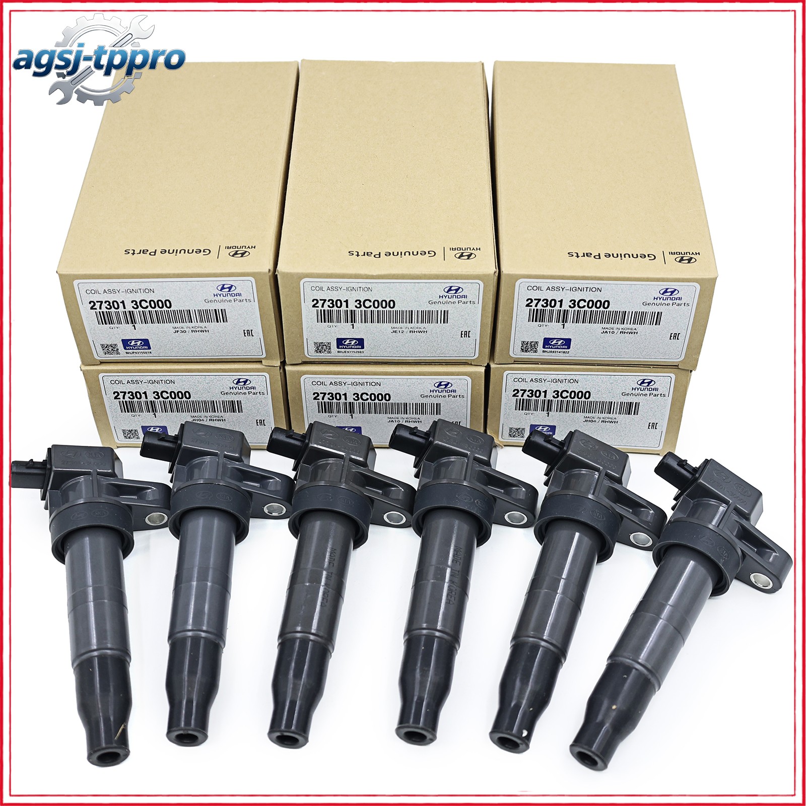 27301-3C000 6PCS OEM Genuine Ignition Coil for 06-15 Hyundai Kia 3.3L 3.5L 3.8L 27301-3C000 6PCS OEM Genuine Ignition Coil for 06-15 Hyundai Kia 3.3L 3.5L 3.8L