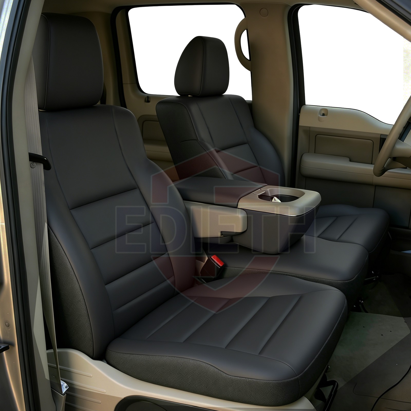 Faux Leather Front Seat Covers for Ford E150 E250 E350 2009-2026 Cargo Van-Black Faux Leather Front Seat Covers for Ford E150 E250 E350 2009-2026 Cargo Van-Black