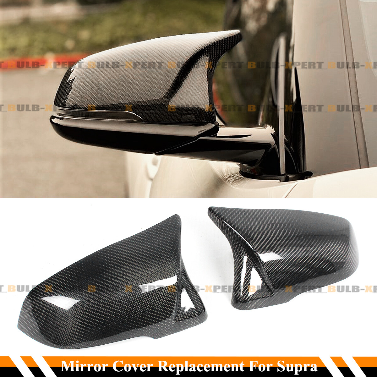 FOR 2020-26 TOYOTA SUPRA A90 M STYLE CARBON FIBER REPLACEMENT MIRROR COVERS CAPS