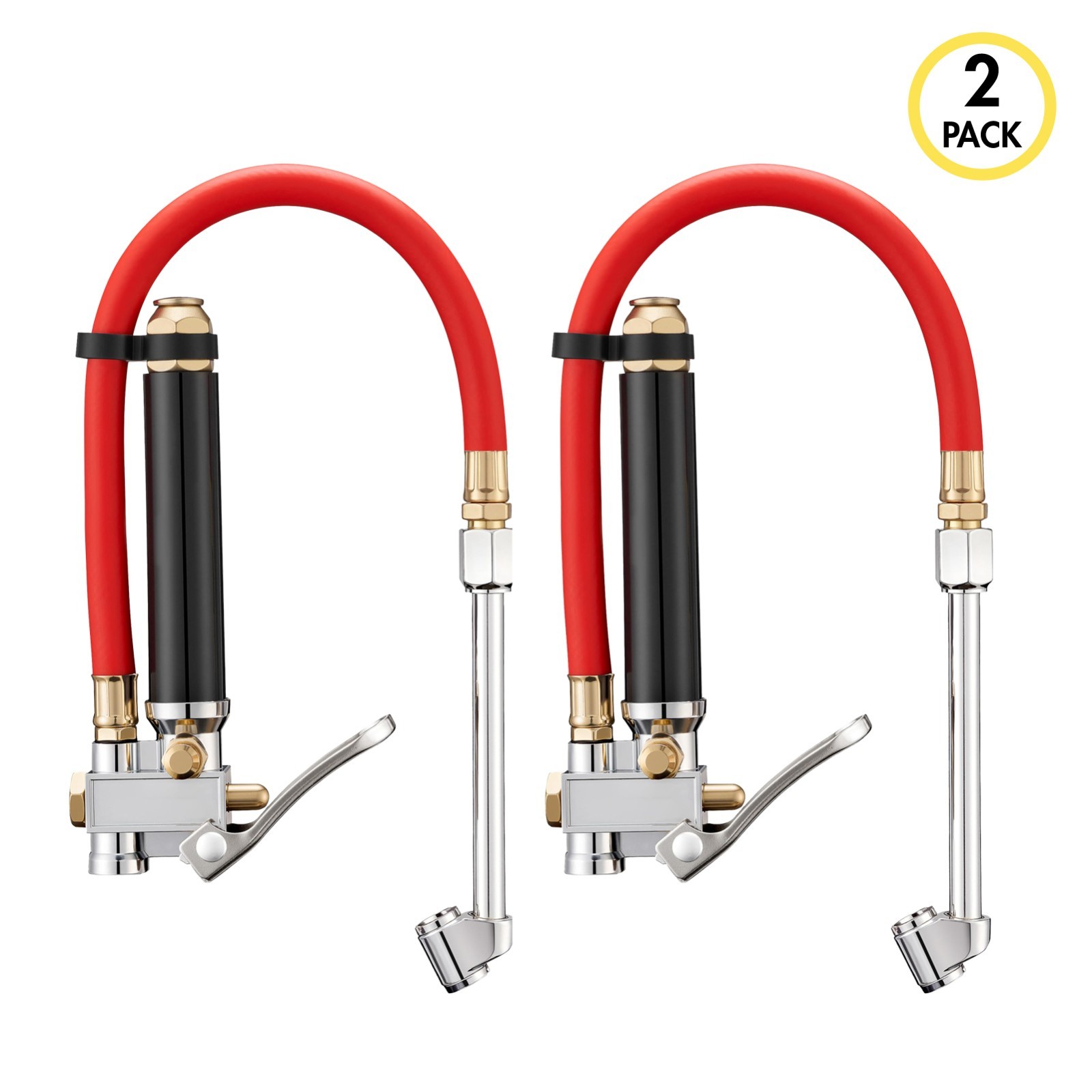 Heavy-Duty Tire Pressure Gauge with Inflator, Dual Head Air Chuck, 10-120 PSI