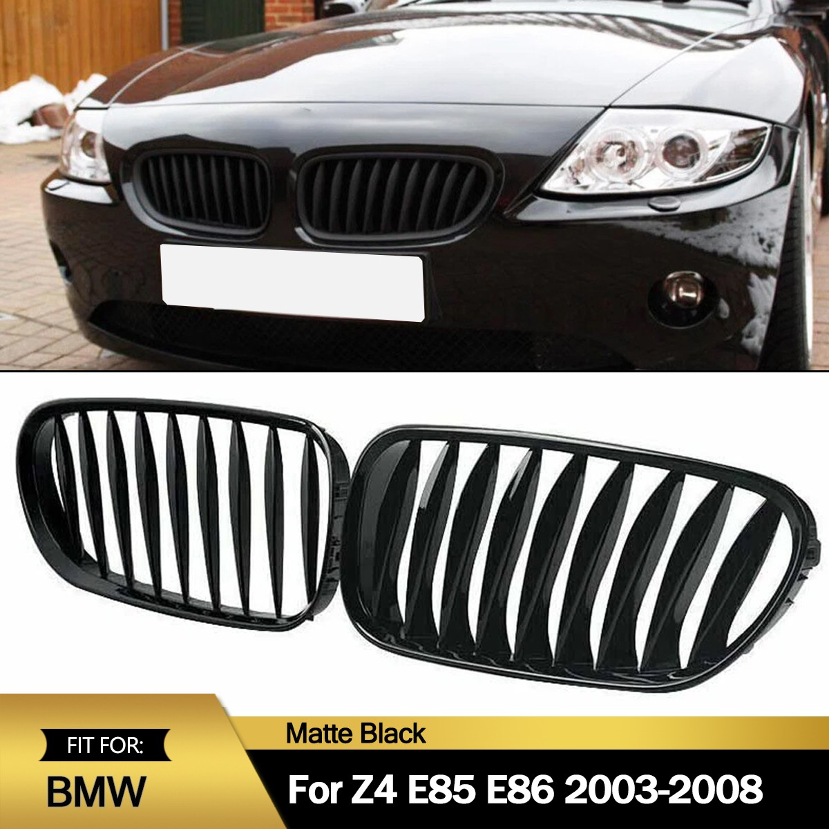 Front Bumper Kidney Grille Grill Matte Black For BMW Z4 E85 E86 Coupe 2003-2008