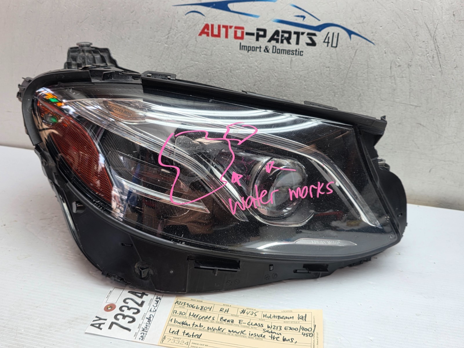 2017 2020 MERCEDES E CLASS W213 E3400 E300 E450 RIGHT LED HEADLIGHT OEM AY73324 2017 2020 MERCEDES E CLASS W213 E3400 E300 E450 RIGHT LED HEADLIGHT OEM AY73324