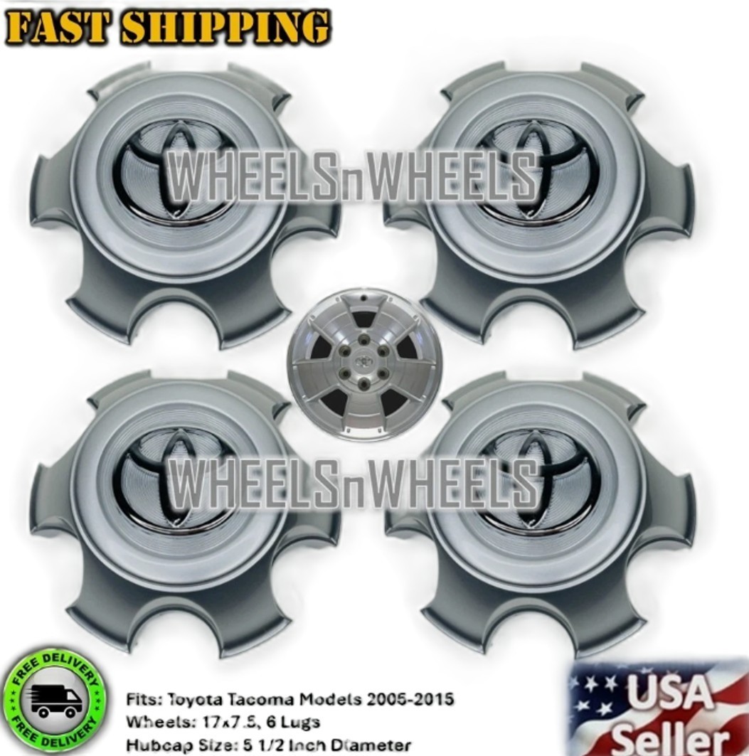 Set of 4 WHEEL CENTER HUBCAPS Fits 2003-2009 4RUNNER 17” TO.YO.TA SILVER 6-SPOKE